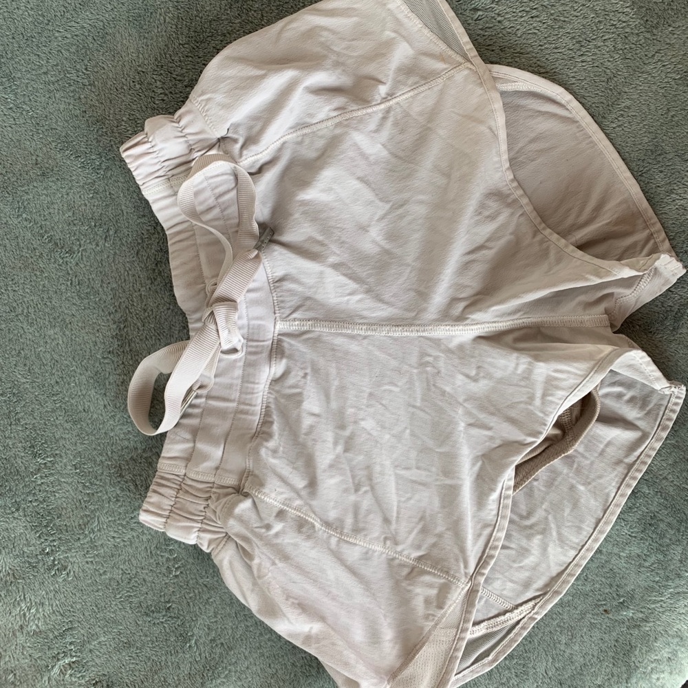 White lululemon gym shorts